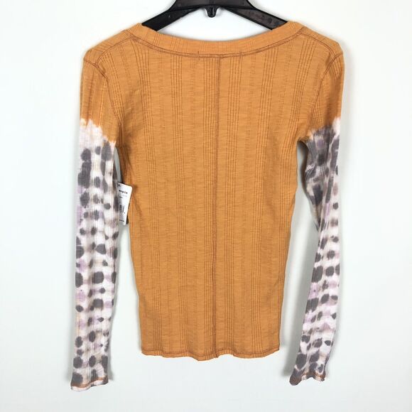 Free People Big Sur Amber Combo Long Sleeve Tie Dye Thermal T-Shirt Womens Small - Picture 4 of 6